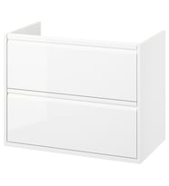 Lavabo Dolabı, Parlak Cila Beyaz, 80x48x63 cm, 2 Çekmeceli