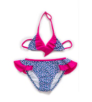 Endeep Kız Çocuk Desenli Üçgen Bikini Takımı (Mavi)