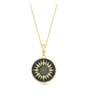 Mineli Güneş Altın Kaplama Kolye KLY84 (Gold)