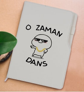 BK Gift O Zaman Dans Tasarımlı Beyaz Termo Deri Not Defteri 15x21cm-1