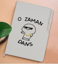 BK Gift O Zaman Dans Tasarımlı Beyaz Termo Deri Not Defteri 15x21cm-1
