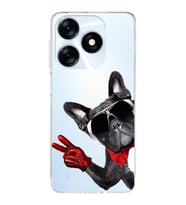 PrintiFy Tecno Spark 10C ile Uyumlu Köpek 2 Kamera Korumalı Şeffaf Kılıf