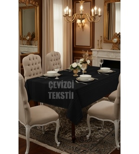Çizgili Tek Masa Örtüsü Colber 160x220cm - Siyah