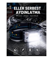 Mey İthalat® Kompakt LED Kafs Feneri USB Şarjlı Manyetik 2 Işık Modlu 215 Lümen Yeni Nesil
