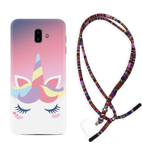 Samsung J6 Plus J7 Prime J7 Pro M20 Kılıf Boyun Asklı Rasta Silikon Sweety Unicorn 1737
