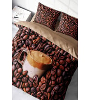 Lastikli Çarşaflı %100 Pamuk Saten Çift Kişilik Nevresim Takımı Night Coffee