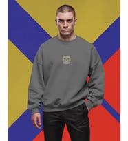 Erkek Scottish Fold Kedisi Desenli Sweatshirt – Minimal Göğüs Baskılı, Unisex Rahat Kalıp (Füme)