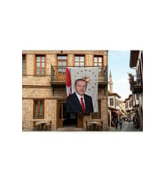Recep Tayyip Erdoğan Portresi Bayrağı 140gr Premium Raşel Kumaş 300x450cm