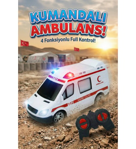 Uzaktan Kumandalı Ambulans Full Fonksiyonlu Işıklı Oyuncak Araba 20 cm - Eğitici 112 Acil Servis