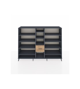 Hyperion Dolap 11 Raflı 3 Çekmeceli  220x44x163 Antrasit-Antrasit/Çam