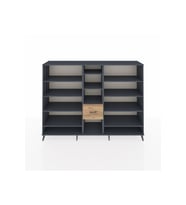 Hyperion Dolap 11 Raflı 3 Çekmeceli  220x44x163 Antrasit-Antrasit/Çam