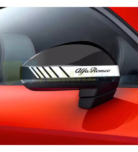 Alfa Romeo Logo Yan Dikiz Ayna Şerit Oto Sticker Etiket Yapıştırma Çıkartma 3 Çift ( 20 X 2 Cm Ölçü )