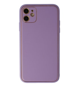 Pilelistore   iPhone 12 Kılıf Coco Deri Silikon Kapak - Lila