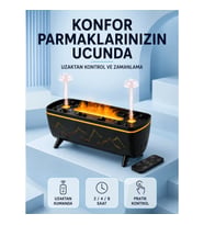 Mey İthalat® Siyah Aroma Difüzörü Jöle Damla Efektli Hava Nemlendirici Uzaktan Kumandalı LED Işıklı