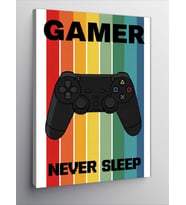 Kanvas Tablo Gamer Never Sleep Afişi
