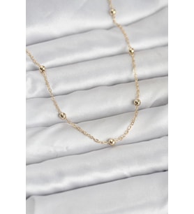 CM 14K Gold Renk Pirinç Top Zincirli 60 cm Kadın Kolye - TJ-BKO10940