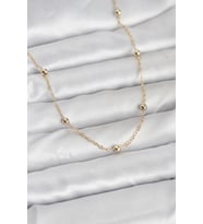 CM 14K Gold Renk Pirinç Top Zincirli 60 cm Kadın Kolye - TJ-BKO10940