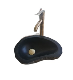 Bazalt Siyahı Dışı Patlatma Badem Mini Lavabo