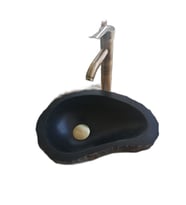 Bazalt Siyahı Dışı Patlatma Badem Mini Lavabo