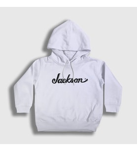 Presmono Unisex Çocuk Beyaz Logo Jackson Hediye Gitar Kapüşonlu Sweatshirt 544029tt (Beyaz)