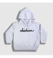 Presmono Unisex Çocuk Beyaz Logo Jackson Hediye Gitar Kapüşonlu Sweatshirt 544029tt (Beyaz)