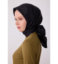 Geometrik Desen İpek Twill Eşarp  - 2026 İlkbahar-Yaz (T)   4325 (Füme)