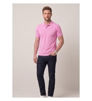 Erkek Yakalı Düğmeli Pembe T-shirt