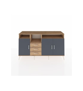 Kronos Konsol 5 Raflı 3 Çekmeceli 3 Kapaklı 176x59x99 Çam-Antrasit/Çam