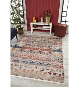 Dijital Kaymaz Yıkanabilir Bej Bohem Salon Halısı Mutfak Halısı Koridor Halısı Yolluk HLN1717