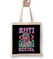 Cute Anti Social Vaporwave Anime Girl Antisocial Bez Çanta Uzun Saplı