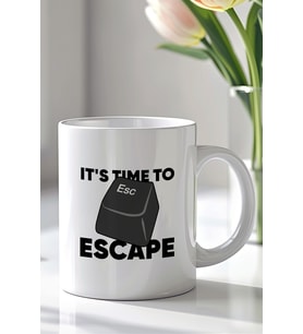 Yazılımcılara Özel Escape Key Temalı 330ml Baskılı Beyaz Seramik Kupa Bardak