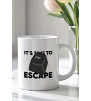 Yazılımcılara Özel Escape Key Temalı 330ml Baskılı Beyaz Seramik Kupa Bardak