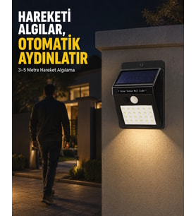 Bahçe Ve Veranda İçin Güneş Paneli İle Otomatik Şarj Olan Led Duvar Lambası
