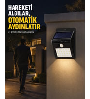Bahçe Ve Veranda İçin Güneş Paneli İle Otomatik Şarj Olan Led Duvar Lambası