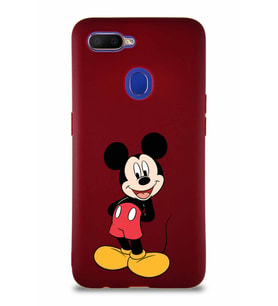 Oppo AX7 Soft Premier Kapak Mickey Mouse-B Tasarımlı Silikon Kılıf - Mürdüm (Şeffaf)
