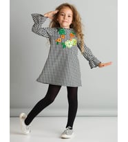 Floral Ekose Kız Çocuk Çiçekli Elbise (Çok Renkli)