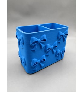 3D Baskı Fiyonk Desenli Bölmeli Kalemlik - Masaüstü Organizer - Mavi