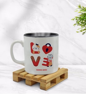 BK Gift Kişiye Özel Love Tasarımlı İçi Siyah Renkli Kupa Bardak Model 1