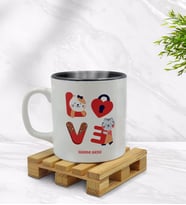 BK Gift Kişiye Özel Love Tasarımlı İçi Siyah Renkli Kupa Bardak Model 1