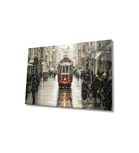 Miyrem Glasses Collection -A1^#  Istanbul Istiklal Caddesi Manzara Dayanıklı Cam Tablo Hediye (Çok Renkli)