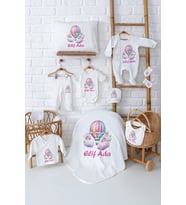 Pia Baby Premium %100 Pamuk 11 Parça İsimli Kız Bebek Hastane Çıkışı Yeni Doğan Hediyelik Set 5046-00 (Ekru)