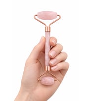 Pembe Kuvars Taşı Roz Face Roller Çift Taraflı Masaj Aleti