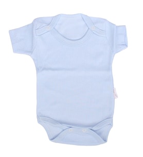 Unisex Mavi Raporlu Kısa Kol Çıtçıtlı Body Zıbın