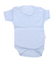 Unisex Mavi Raporlu Kısa Kol Çıtçıtlı Body Zıbın