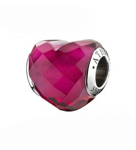 Nur Silver Murano Pembe Kalp Gümüş Charm NUR-BL10053