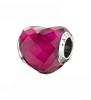 Nur Silver Murano Pembe Kalp Gümüş Charm NUR-BL10053