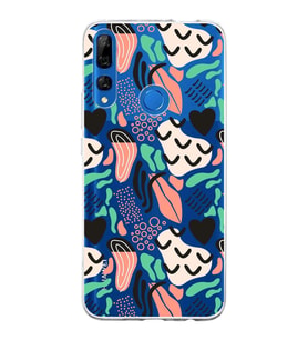 Huawei Y9 Prime 2019 ile Uyumlu 1mm Kapak Memphis Desen Tasarımlı Şeffaf Silikon Kılıf