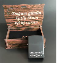 Kişiye Özel İsimli Çakmak Ahşap Hediye Kutulu