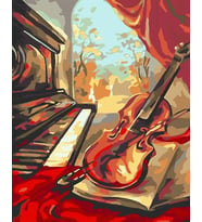 Keman ve Piyano Sayılarla Boyama Seti 40x 50 cm( Tuval Şasesine Gerili)