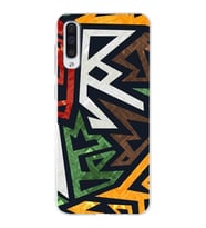 Samsung Galaxy A50s Uyumlu Kapak Soyut Grafiti Tasarımlı Şeffaf Silikon Kılıf